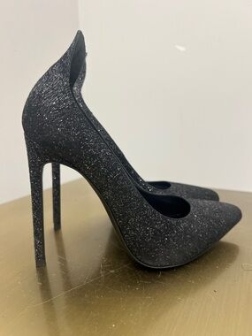 Yves Saint Laurent Black Sparkle Pointed-Toe Stiletto Pumps